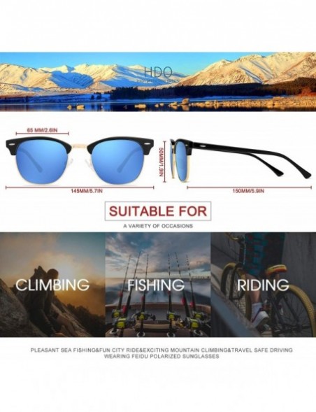 Wrap Retro Polarized Mens Sunglasses for Men Half Metal Women FD3030 - 1-blue - C41866C3TOL $12.83