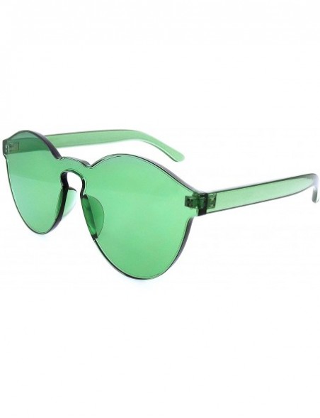 Rimless Colorful One Piece Rimless Transparent Sunglasses Women Tinted Candy Colored Glasses - Green - CG18KKYZH5H $7.68