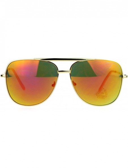 Rectangular Mirrored Mirror Lens Retro Large Rectangular Pilot Sunglasses - Gold Orange - CS129O84HC7 $7.81