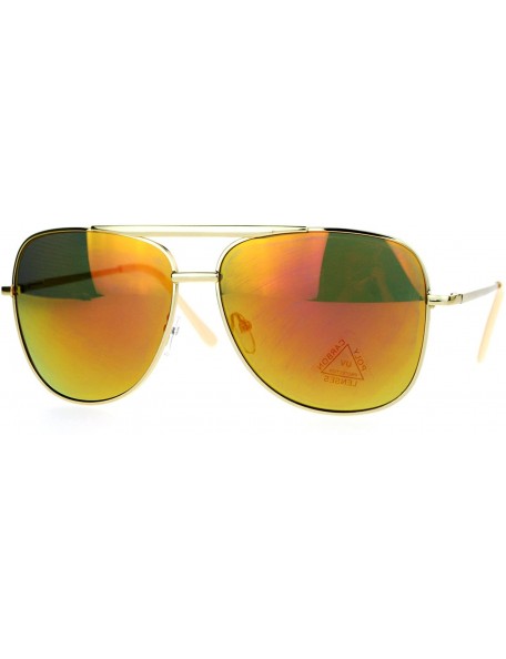 Rectangular Mirrored Mirror Lens Retro Large Rectangular Pilot Sunglasses - Gold Orange - CS129O84HC7 $7.81