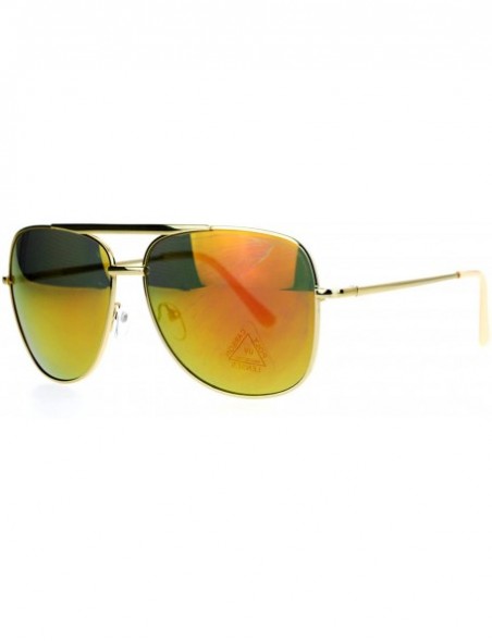 Rectangular Mirrored Mirror Lens Retro Large Rectangular Pilot Sunglasses - Gold Orange - CS129O84HC7 $7.81