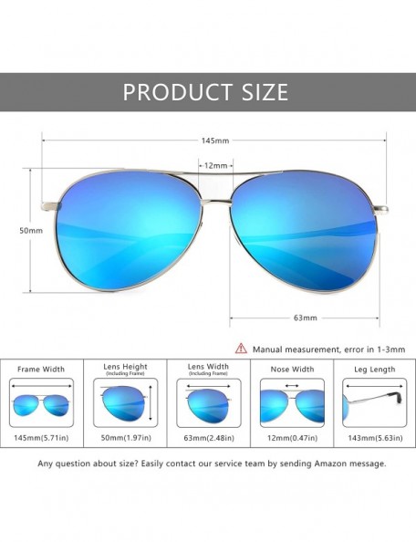 Round Premium Military Style Classic Aviator Sunglasses with Spring Hinges - Silver Frame Blue Mirror Lens - CJ18QSNE0CY $16.39