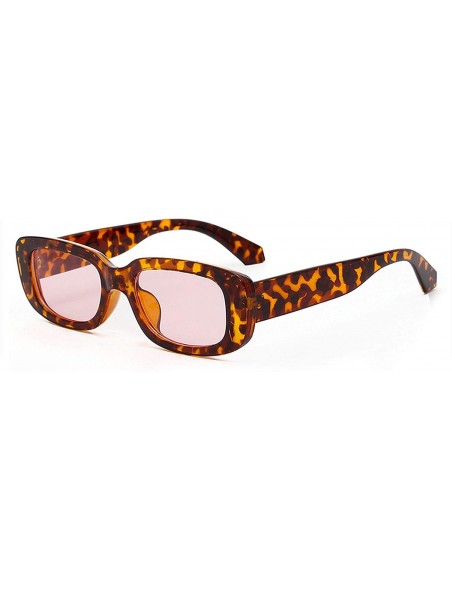 Round Retro Rectangle Sunglasses Men Black Leopard Summer Male Sun Glasses Women 2019 Fashion - Leopard With Pink - C1198AHOC...