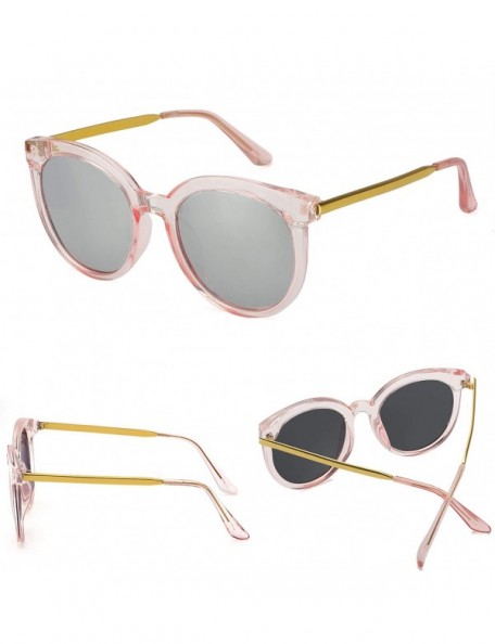 Oversized Polarized Mirrored Sunglasses for Women Oversized Round Frame UV400 Protection Lens - CJ18WODWTQW $21.87