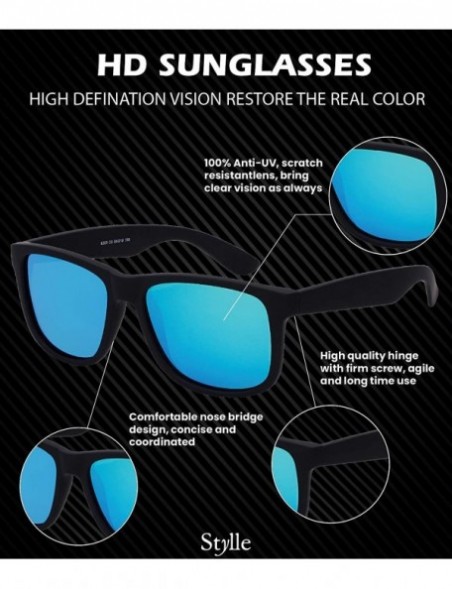 Square Unisex Polarized Square Sunglasses - Black Rubber Square Frame With Blue Mirror Lens - C4196HLLUQR $8.87