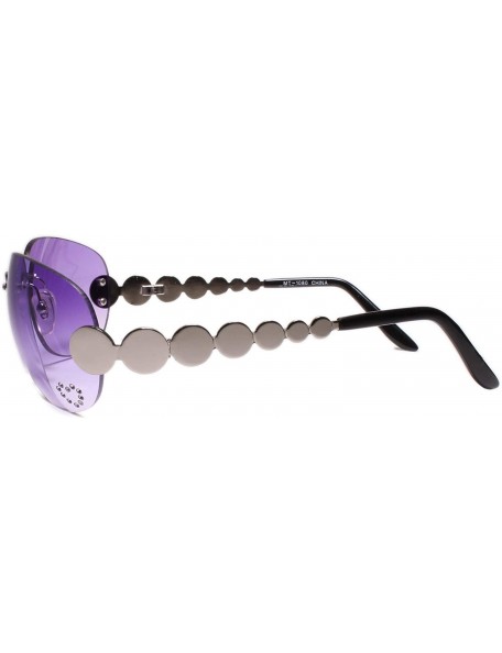 Rimless Classic Vintage Retro Style 80s Party Oval Rimless Sunglasses - Purple / Silver - C118W8C58A0 $10.91