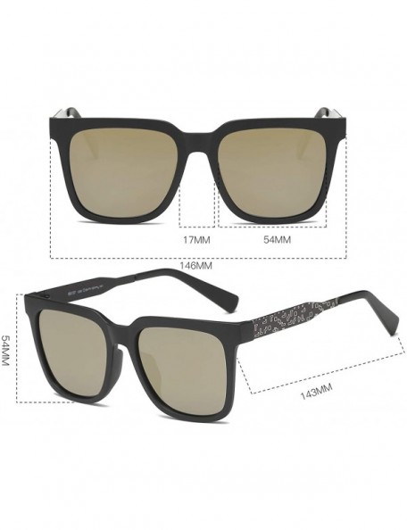 Oversized Unisex Polarized Sunglasses Square UV400 Brand Designer Sun glasses - Gold Brown - CE18H8HANUL $17.39