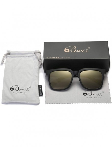 Oversized Unisex Polarized Sunglasses Square UV400 Brand Designer Sun glasses - Gold Brown - CE18H8HANUL $17.39