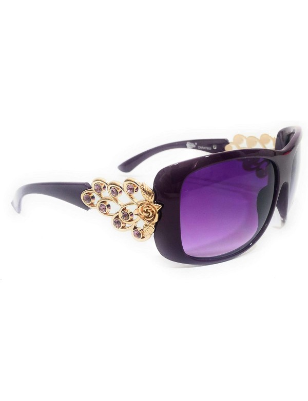 Rectangular Womens Eyewear Glasses Western Sunglasses - Purple Bling - CM18W3KDUUN $14.36