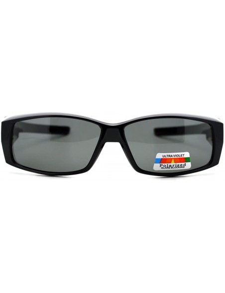 Rectangular Polarized Lens Fit Over Glasses Sunglasses Light Plastic Rectangle Frame - Black - C318959D8QZ $9.92