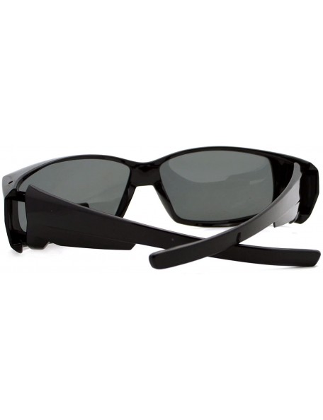 Rectangular Polarized Lens Fit Over Glasses Sunglasses Light Plastic Rectangle Frame - Black - C318959D8QZ $9.92