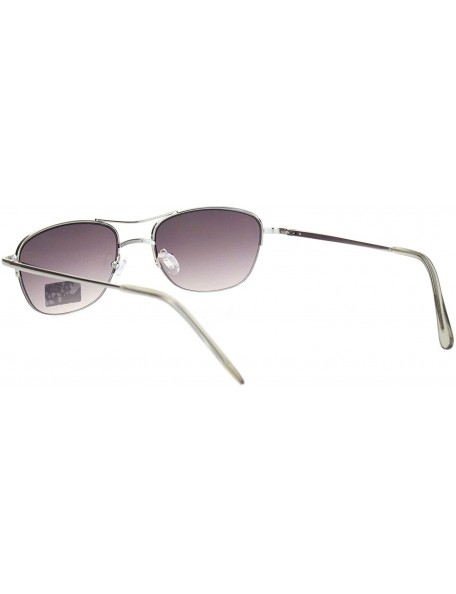 Rectangular Womens Boyfriend Style Narrow Rectangular Half Rim Pilots Sunglasses - Silver Gradient Black - CS18O3LYAEW $11.85