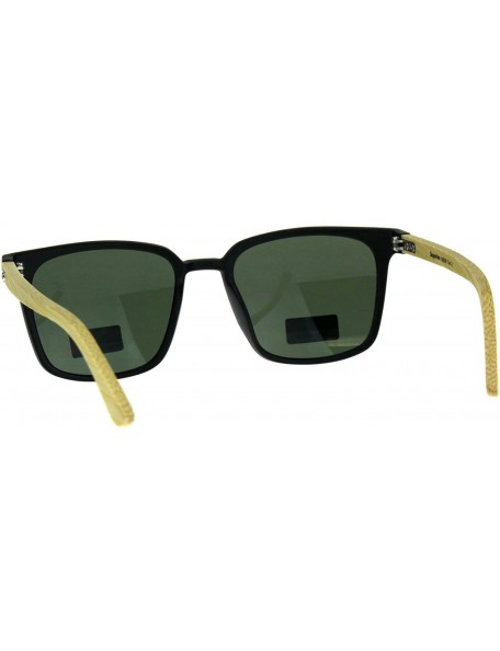 Rectangular Mens Bamboo Wood Oversize Rectangular Horn Rim Sunglasses - Black Green - CX180UIS0RG $13.05