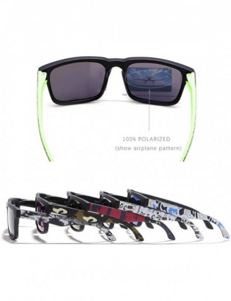 Square Eye-Catching Function Polarized Sunglasses for Men Matte Black Frame Fit Skull Zipper Case C12 - CM194OIGUHU $25.20