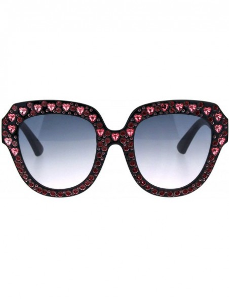 Butterfly Womens Oversized Style Sunglasses Heart Design Butterfly Frame UV 400 - Black Rose (Blue Pink) - CN18RM4X290 $9.72