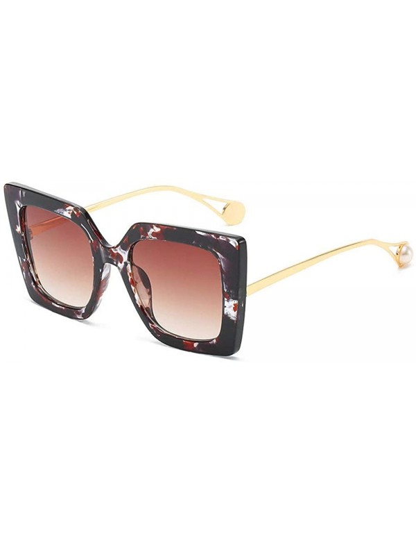 Square 2019 new fashion trend unisex big brand square brand designer sunglasses UV400 with box - Floral Tea - CS18OQRCY2A $14.61