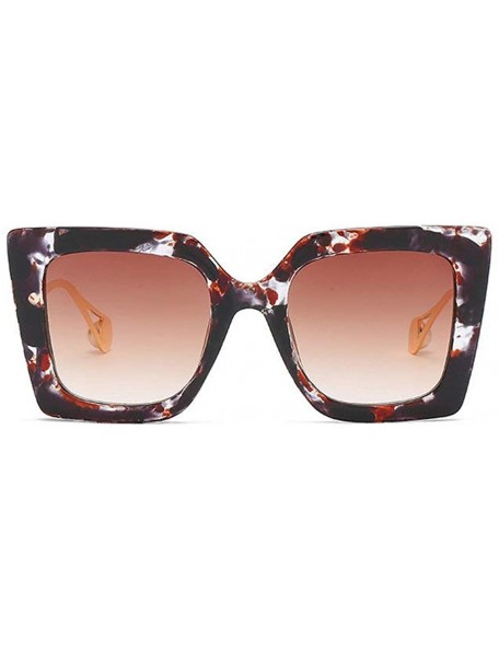 Square 2019 new fashion trend unisex big brand square brand designer sunglasses UV400 with box - Floral Tea - CS18OQRCY2A $14.61