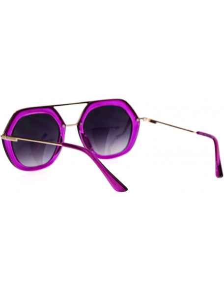 Rectangular Womens Metal Brow Bridge Octagon Unique Pilot Sunglasses - Purple - C712DUJW40D $13.90