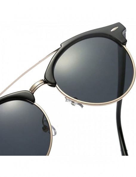 Round Unique round Polarized Sunglasses Men Women Fashion Driving Sunglasses Vintage - Black/Silver - C81855EX95Y $10.39