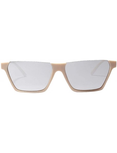 Square Semi Rimless Sunglasses Vintage Square Clear Sunglasses for Women Men Hip Hop Sunglasses - Beige - CS18UUK6944 $9.33