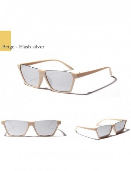 Square Semi Rimless Sunglasses Vintage Square Clear Sunglasses for Women Men Hip Hop Sunglasses - Beige - CS18UUK6944 $9.33