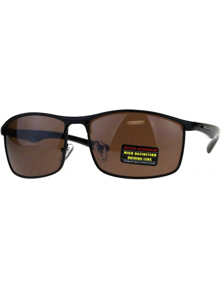 Sport Road Warrior High Definition Driving Lens Metal Sport Warp Sunglasses - Solid Black - CD18C4L5IZN $12.23