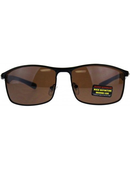 Sport Road Warrior High Definition Driving Lens Metal Sport Warp Sunglasses - Solid Black - CD18C4L5IZN $12.23