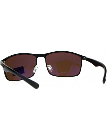 Sport Road Warrior High Definition Driving Lens Metal Sport Warp Sunglasses - Solid Black - CD18C4L5IZN $12.23