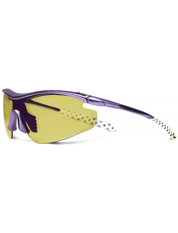 Sport Zeta Purple Running Sunglasses with ZEISS P2140 Yellow Tri-flection Lenses - CG18KM8I738 $19.57