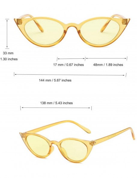 Cat Eye Women Vintage Cat Eye Sunglasses Retro Small Oval Lens UV400 - Yellow - C6192408DDE $11.97