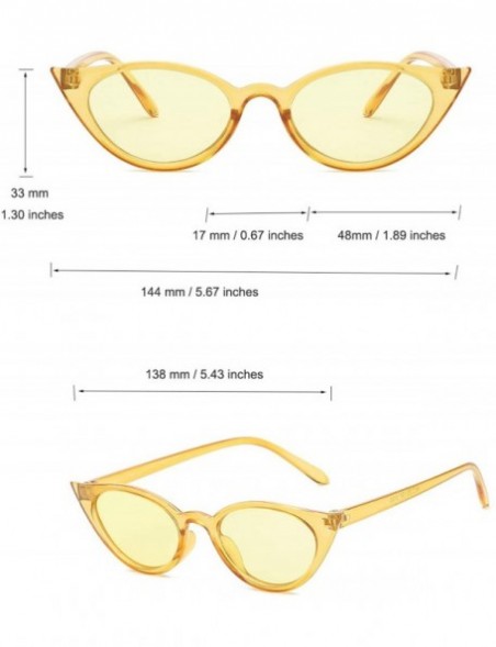 Cat Eye Women Vintage Cat Eye Sunglasses Retro Small Oval Lens UV400 - Yellow - C6192408DDE $11.97