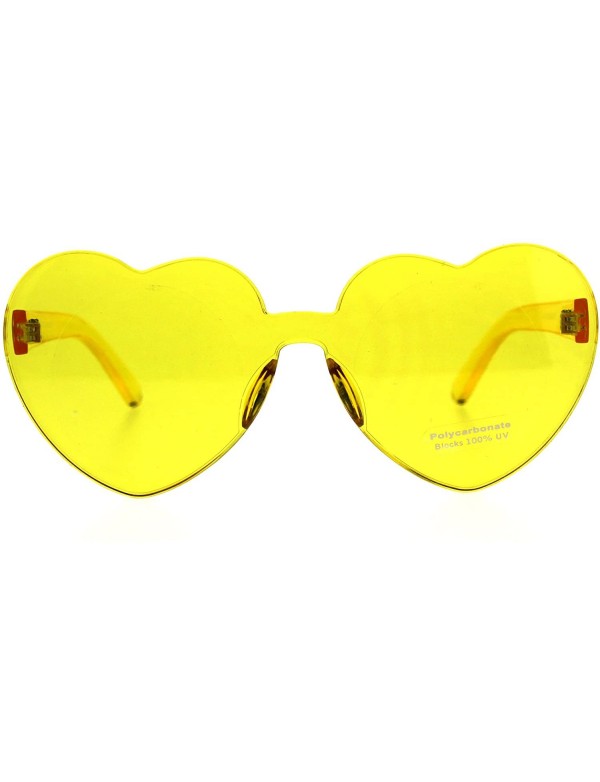 Rimless Womens Heart Shape Rimless Shield Hippie Groove Valentine Sunglasses - Yellow - CE18DERMMD0 $10.58