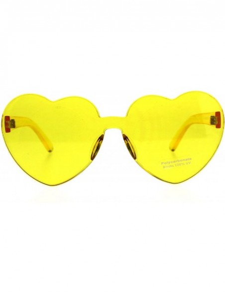 Rimless Womens Heart Shape Rimless Shield Hippie Groove Valentine Sunglasses - Yellow - CE18DERMMD0 $10.58