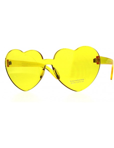 Rimless Womens Heart Shape Rimless Shield Hippie Groove Valentine Sunglasses - Yellow - CE18DERMMD0 $10.58