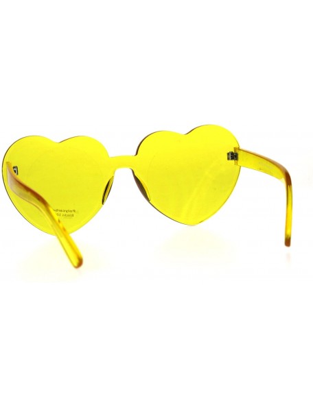 Rimless Womens Heart Shape Rimless Shield Hippie Groove Valentine Sunglasses - Yellow - CE18DERMMD0 $10.58