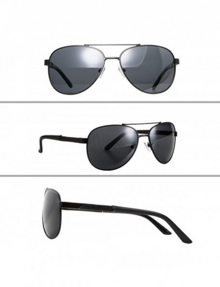 Aviator Polarized Fashion Sunglasses for Men Metal Frame Driving Trendy Sun Glasses - Black Frame Black Lens - CZ18ZH4UCAC $9.10