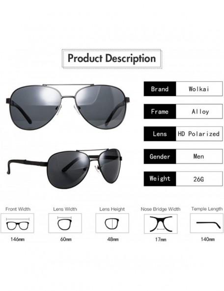 Aviator Polarized Fashion Sunglasses for Men Metal Frame Driving Trendy Sun Glasses - Black Frame Black Lens - CZ18ZH4UCAC $9.10