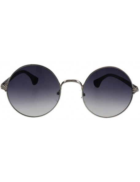 Round Jules - Retro Round Sunglasses with Microfiber Pouch - Silver / Smoke - CT187UCSQS5 $13.38