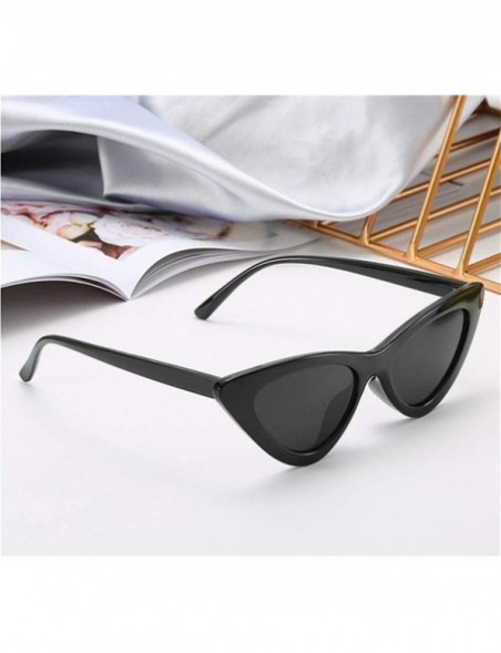 Goggle Women Girls Summer UV Protection Cat Eyes Sunglasses Mirrored Flat Lenses Eyeglasses - Black - CU18RKWX9MD $8.89