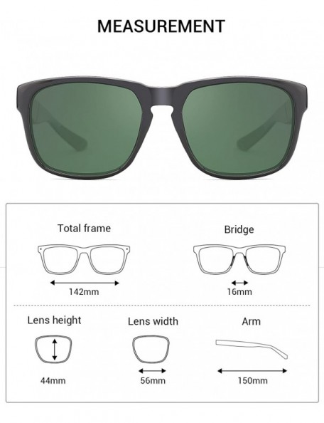 Rectangular Classic Rectangular Polarized Sunglasses Retro Driving Eyewear 100% UV Blocking - Green - C018C0KOCAT $8.77