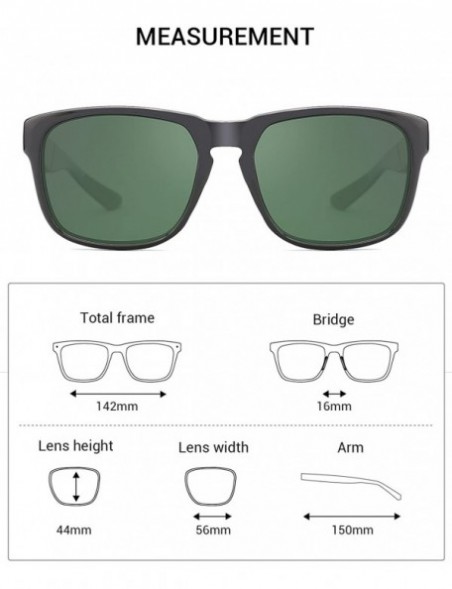 Rectangular Classic Rectangular Polarized Sunglasses Retro Driving Eyewear 100% UV Blocking - Green - C018C0KOCAT $8.77