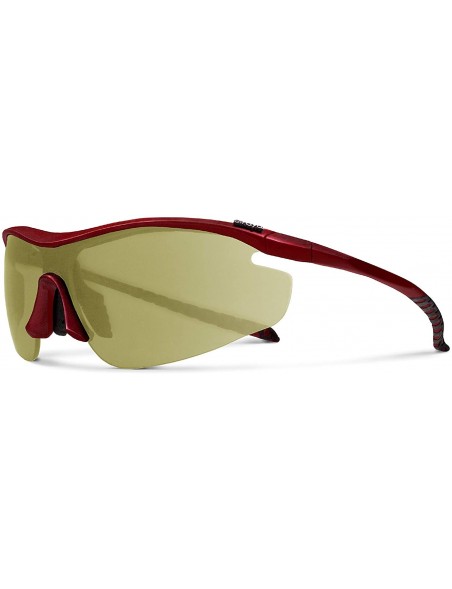 Sport Zeta Red Tennis Sunglasses with ZEISS P310 Green Tri-flection Lenses - CI18KMMHA3Z $20.00