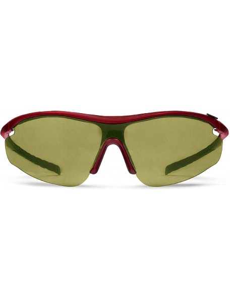 Sport Zeta Red Tennis Sunglasses with ZEISS P310 Green Tri-flection Lenses - CI18KMMHA3Z $20.00