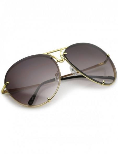 Aviator Oversize Rimless Metal Slim Arms Tinted Lens Aviator Sunglasses 68mm - Gold / Lavender - CH183CT2HLH $9.19