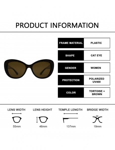 Cat Eye Polarized Sunglasses for Women - Medium Cat Eye Vintage Classic Retro Fashion Design UV Protection Lens - CG18HY7EZO8...