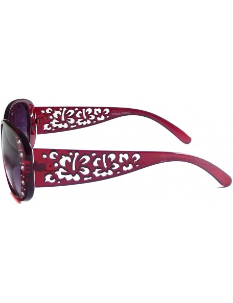 Oval RETRO Women Rhinestone Hawaiian Hibiscus Style Fashion Sunglasses RED - CY11E15J5F3 $14.52