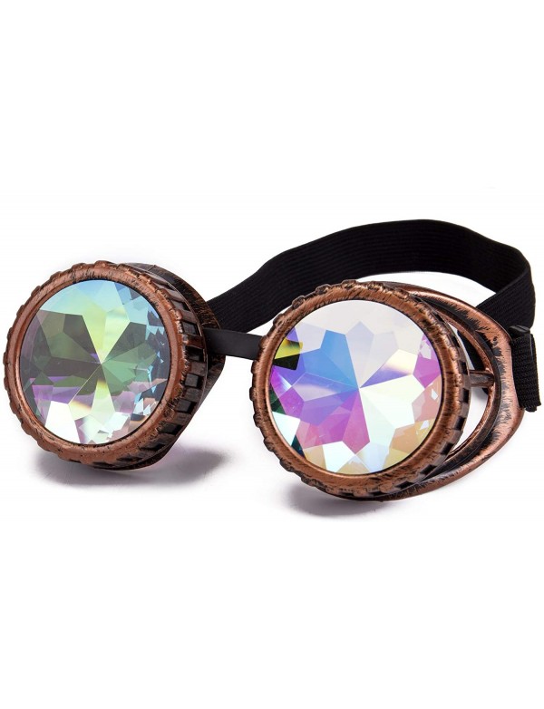 Round Steampunk Goggles Vintage Welding Punk Gothic Glasses Kaleidoscope Glasses - Brass - CV18T2XZZ9A $11.33