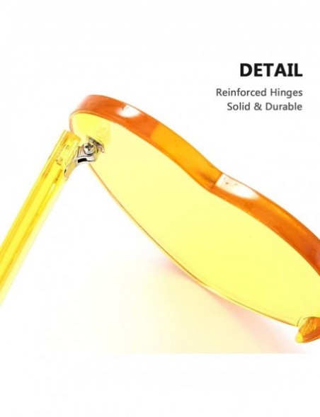 Oversized Heart Oversized Rimless Sunglasses One Piece Heart Shape Eyewear Colored Sunglasses for Women - Yellow+red - C418O2...