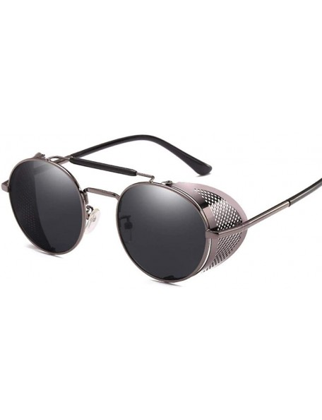 Aviator Vintage Steampunk Sunglasses Men Women Alloy Metal Frame Black Black - Gold Black - CV18XDUEY2T $12.64