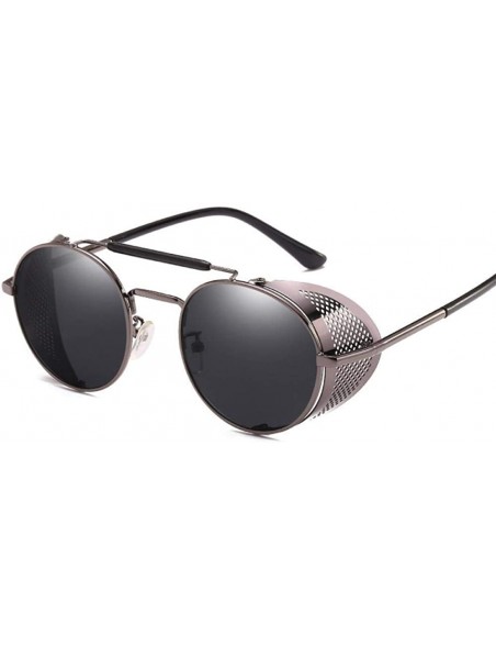 Aviator Vintage Steampunk Sunglasses Men Women Alloy Metal Frame Black Black - Gold Black - CV18XDUEY2T $12.64